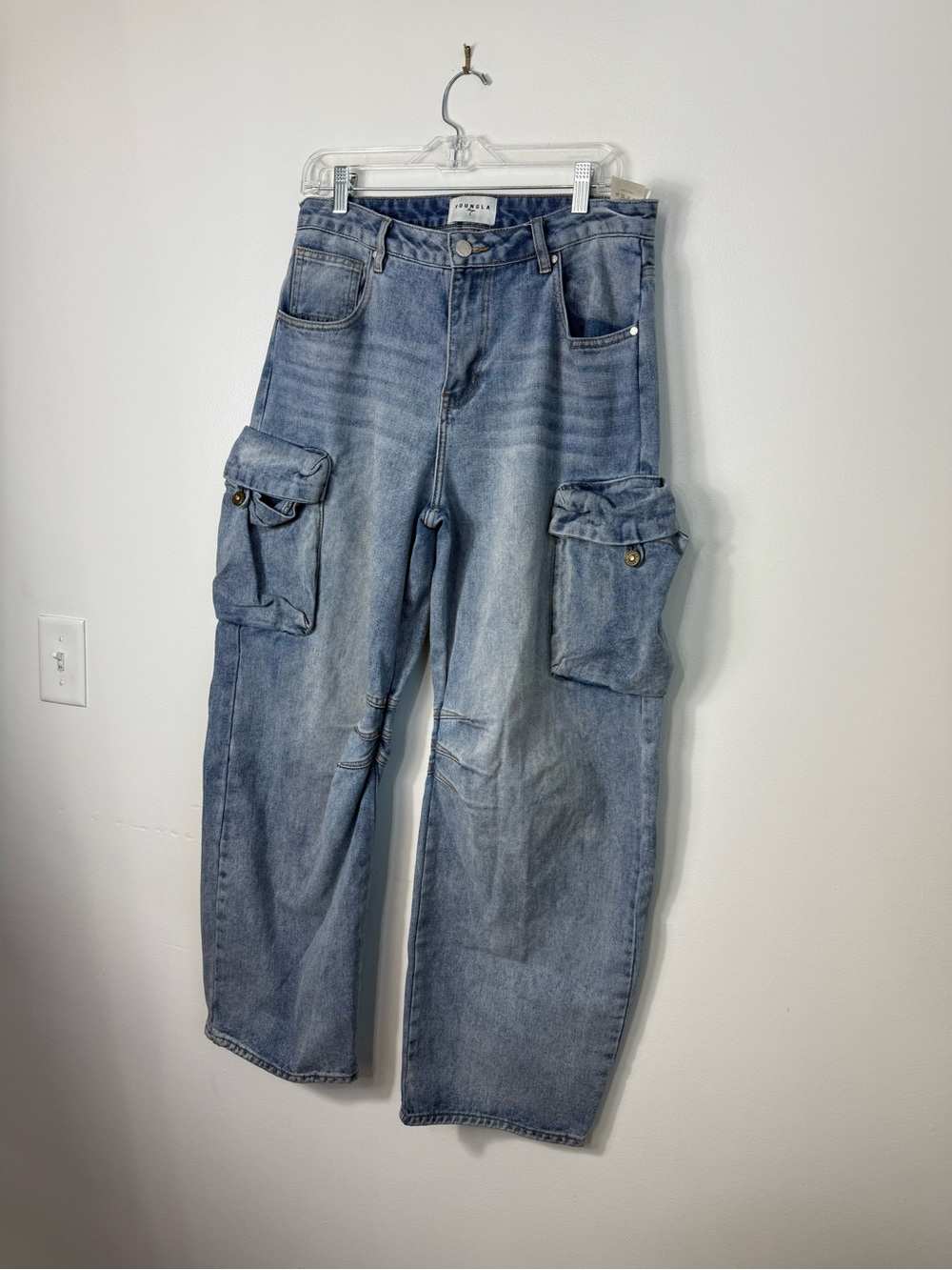 YoungLA Light Blue Relaxed Cargo Jeans